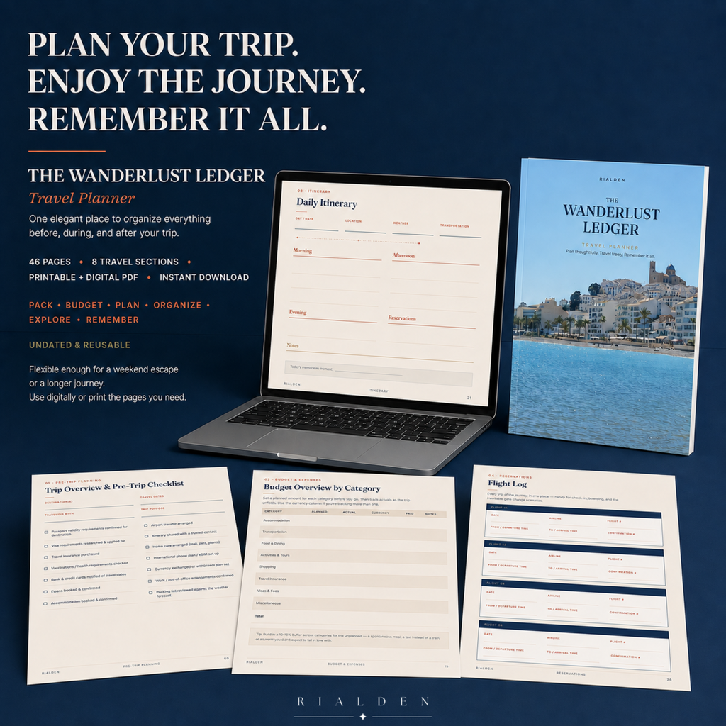 The Wanderlust Ledger — Undated Travel Planner